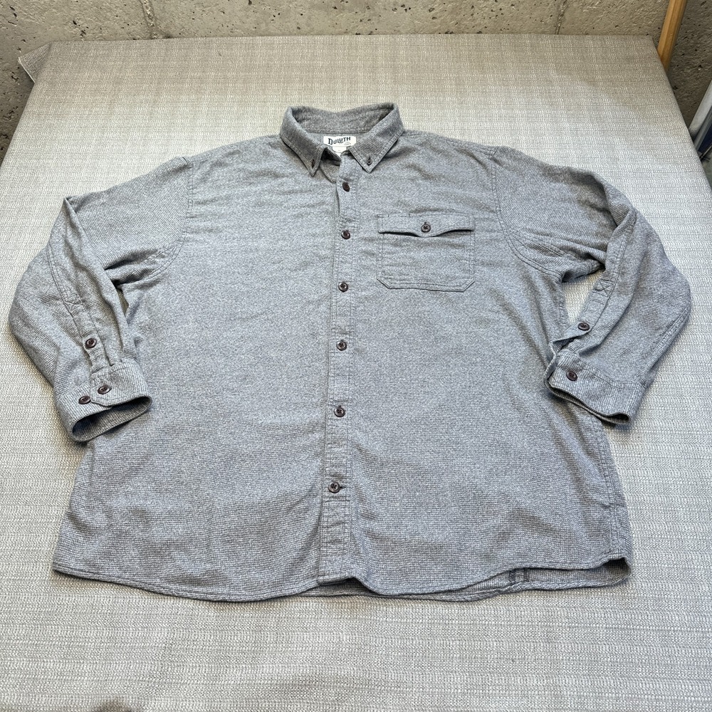 Duluth Trading Shirt Mens XL Grey Relaxed Fit Free Swingin' Cabincore Camping
